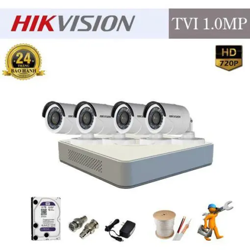 Trọn Bộ 4 Camera Hikvision 1.0 Mp - 720P Giá Tốt Cho Mọi Nhà