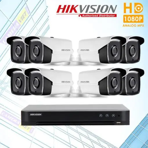 Trọn Bộ 8 Camera Hikvision Full Hd 2.0Mp Độ Nét Cao