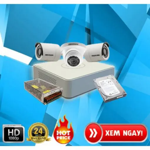 Trọn Bộ 3 Camera Hikvision Full Hd 1080P