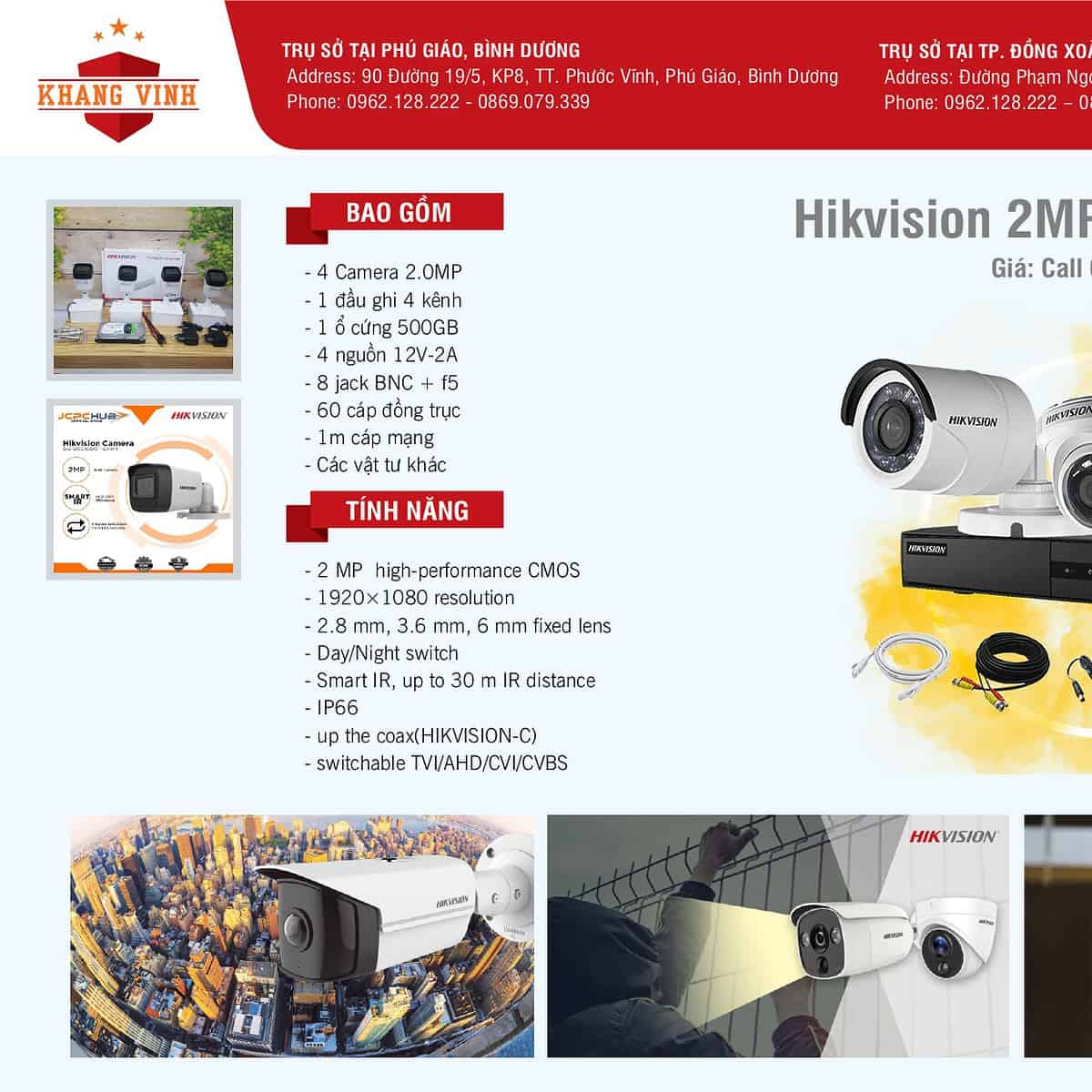 Mẫu camera Hikvision tại lắp camera Bắc Tân Uyên