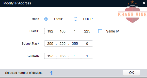 Tính năng Modify IP sửa IP camera dahua