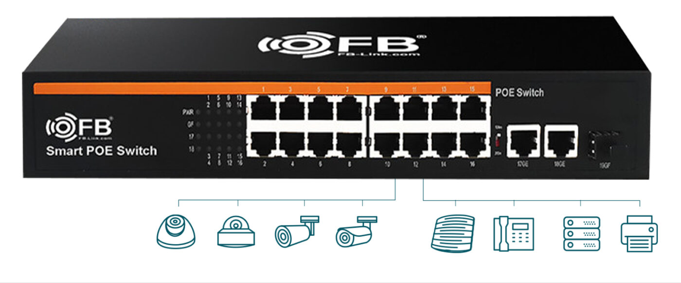 Switch poe fb-link f1602ep 16 port 2 port uplinks 1000mbps 13 Switch Poe Fb-Link F1602Ep Bền Bỉ Và Độ Ổn Định Cao