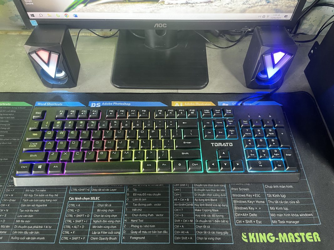 Combo Phím Chuột Gaming TOMATO S100 ( Phím Giả Cơ LED RGB + Chuột T102 + Lót Nhỏ )