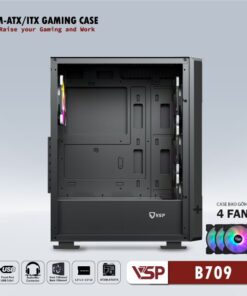 Alternative view of Case VSP B709 Black, hông kính cường lực, kèm 3 Fan