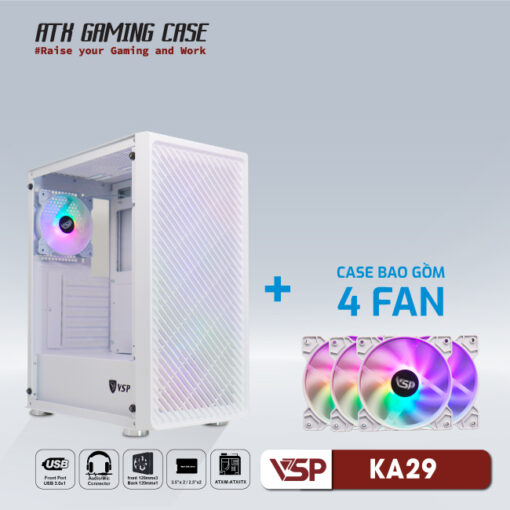 Case Vsptech Ka29 White Tặng Kèm 4 Fan Khi Mua