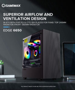 Alternative view of Case GAMEMAX EDGE Black Dãy LED RGB - Hông kính cường lực