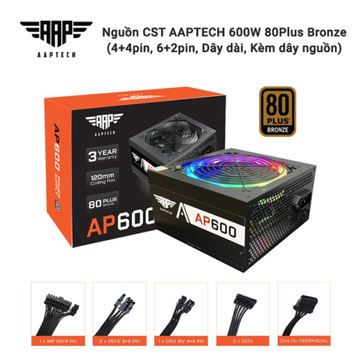 Nguồn Cst Aaptech 600W 80Plus Bronze