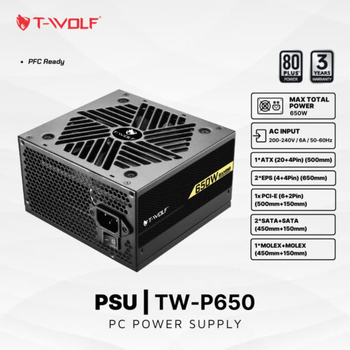 Nguồn Cst T-Wolf Tw-P650 (650W) 80 Plus Chính Hãng